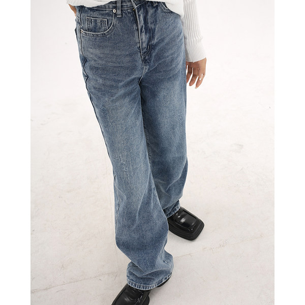 Naiste laia sinist kõrge vöökohaga teksapükste mudel