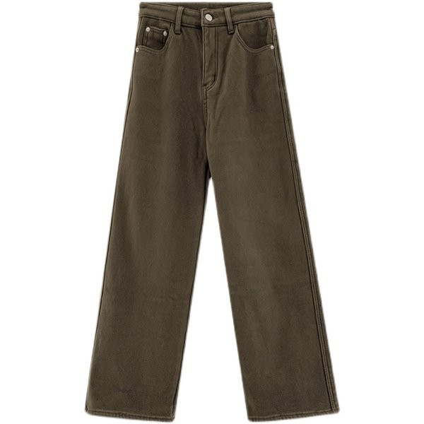 Naiste kõrge vöökoha ja sooja voodriga talveteksad - sirge mudel