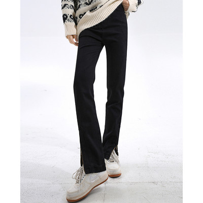 Ίσιο μοντέλο γυναικείο τζιν με ψηλή μέση και φερμουάρ