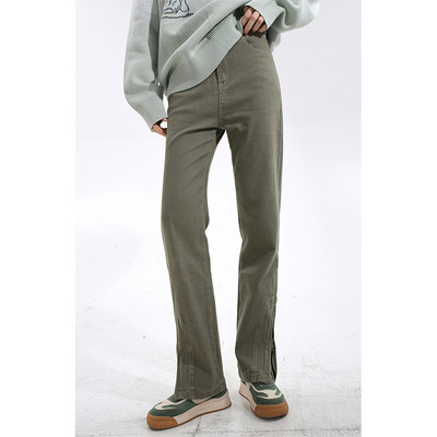 Ίσιο μοντέλο γυναικείο τζιν με ψηλή μέση και φερμουάρ