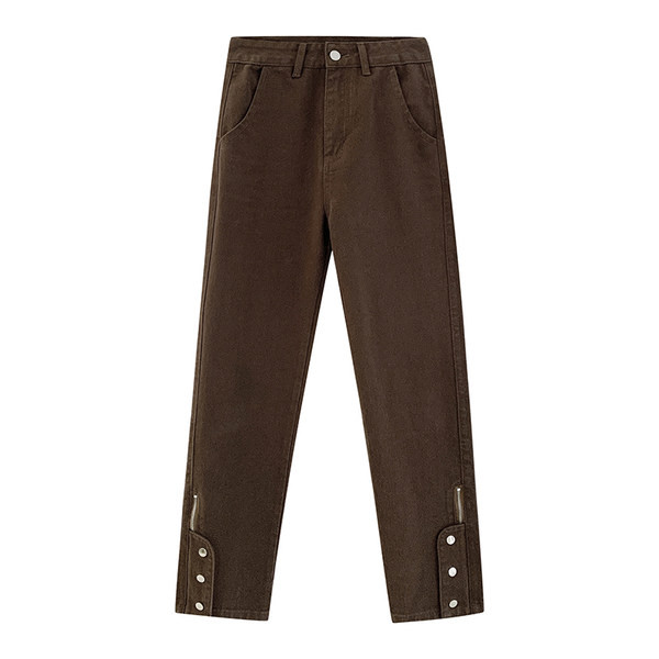 Φαρδύ μοντέλο γυναικείο τζιν με κουμπιά στις άκρες