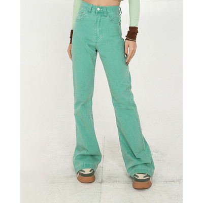 Naiste retro-kevadteksased kõrge vöökohaga