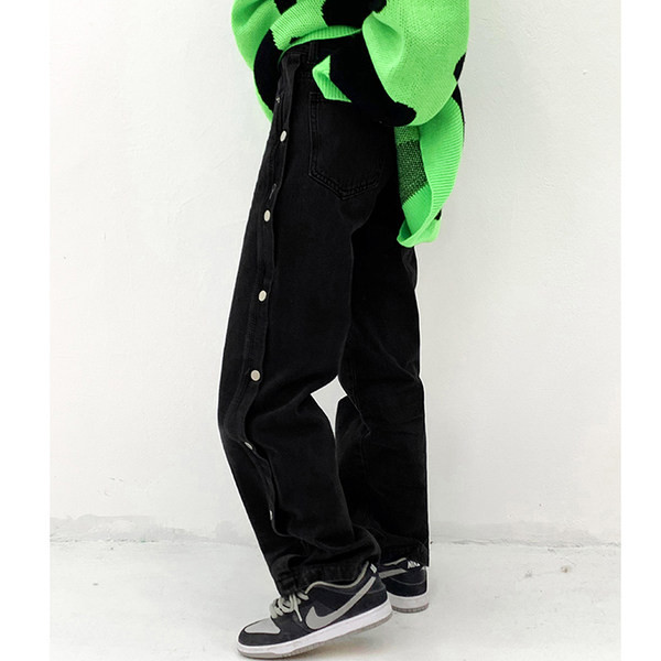 Lai nööpidega naiste teksapükste mudel