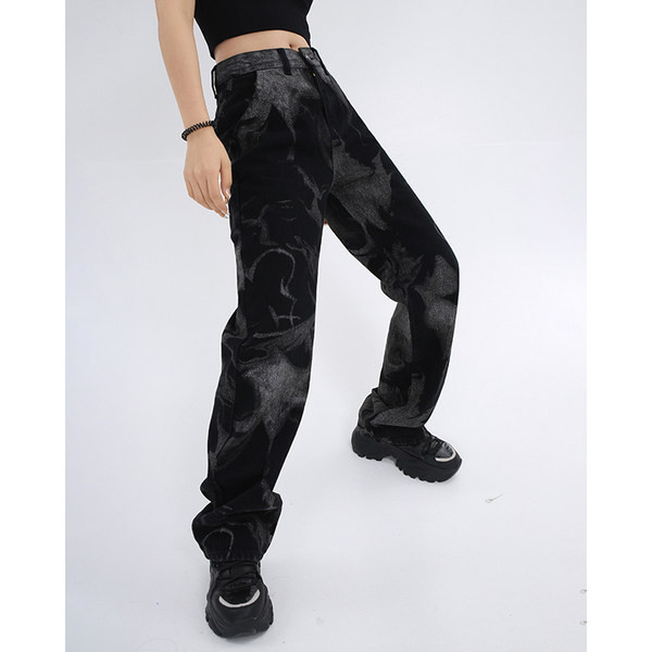 Naiste stiilsed kõrge vöökohaga sirged teksad