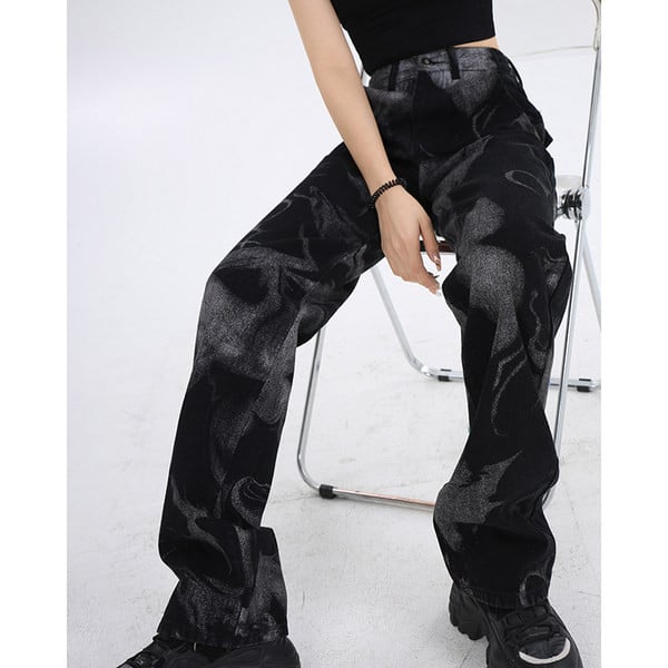 Naiste stiilsed kõrge vöökohaga sirged teksad