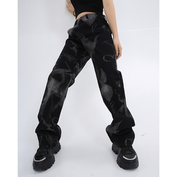 Naiste stiilsed kõrge vöökohaga sirged teksad