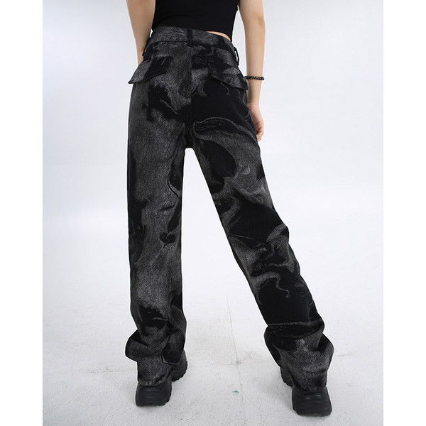 Naiste stiilsed kõrge vöökohaga sirged teksad