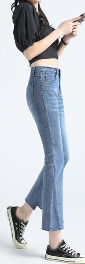 Uus kõrge vöökoha ja rebenenud motiividega naiste teksapükste mudel