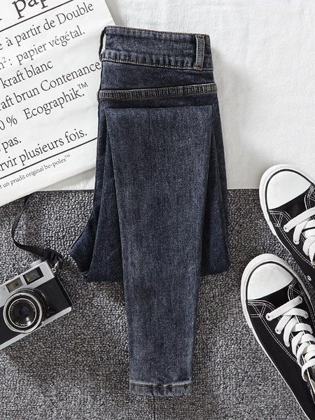 Elastsed kõrge vöökohaga naiste teksad – liibuv mudel