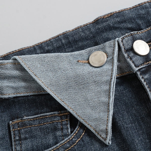 Rebenenud motiivide ja nööpkinnitusega naiste teksad