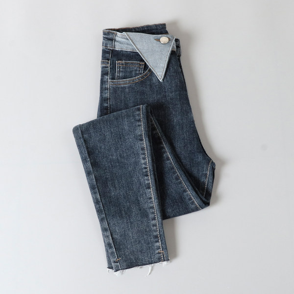 Rebenenud motiivide ja nööpkinnitusega naiste teksad