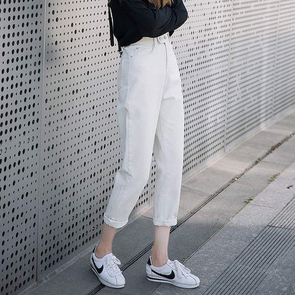 Naiste kõrge vöökohaga teksad - 7/8 pikkus