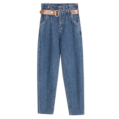 Széles farmer övvel és zsebekkel