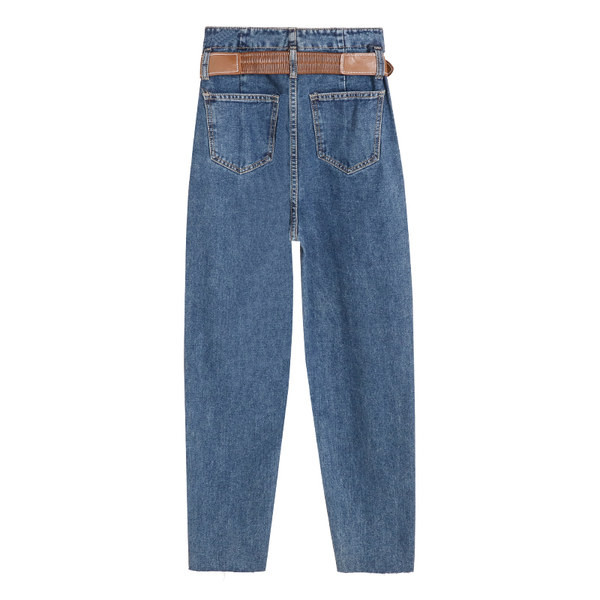 Széles farmer övvel és zsebekkel