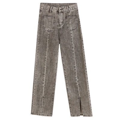 Sirge mudeli kõrge vöökohaga naiste teksad