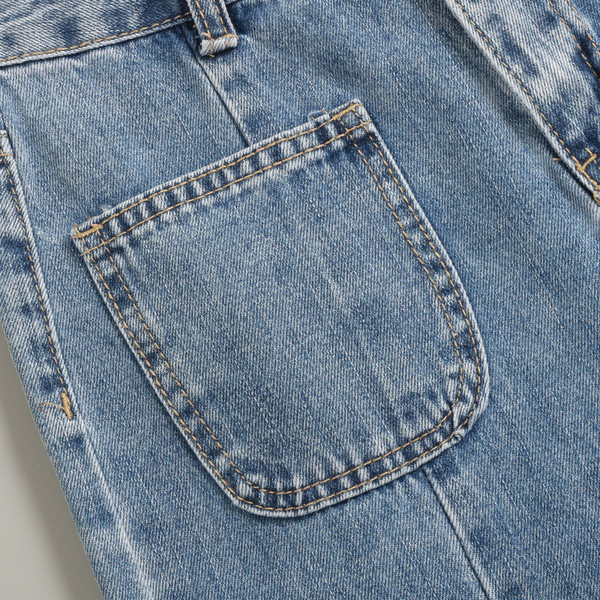 Sirge mudeli kõrge vöökohaga naiste teksad