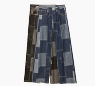 Naiste laiade säärte ja kõrge vöökohaga teksapüksid