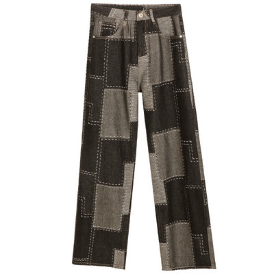 Naiste laiade säärte ja kõrge vöökohaga teksapüksid