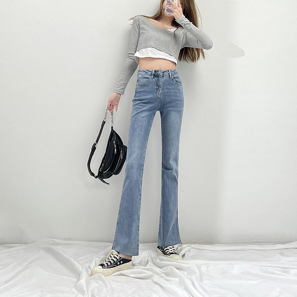 Ženske traperice s visokim strukom i prorezima