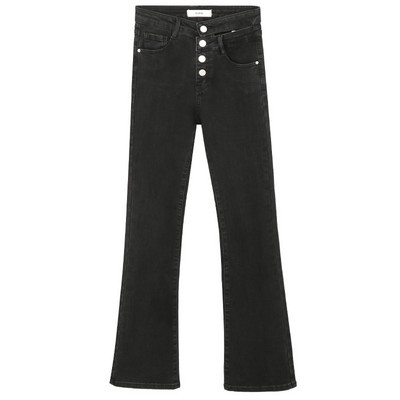 Laia sääre ja nööpidega naiste teksad