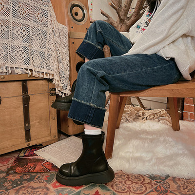 Γυναικείο τζιν φαρδύ μοντέλο με ψηλόμεση σε μπλε χρώμα