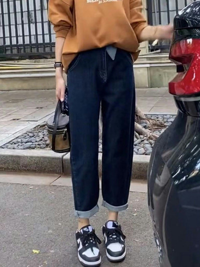 Naiste teksapükste lai mudel standardse vöökohaga