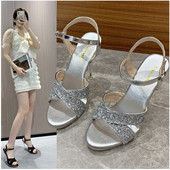 Särava efektiga ja 12 cm kõrge kontsaga naiste sandaalid