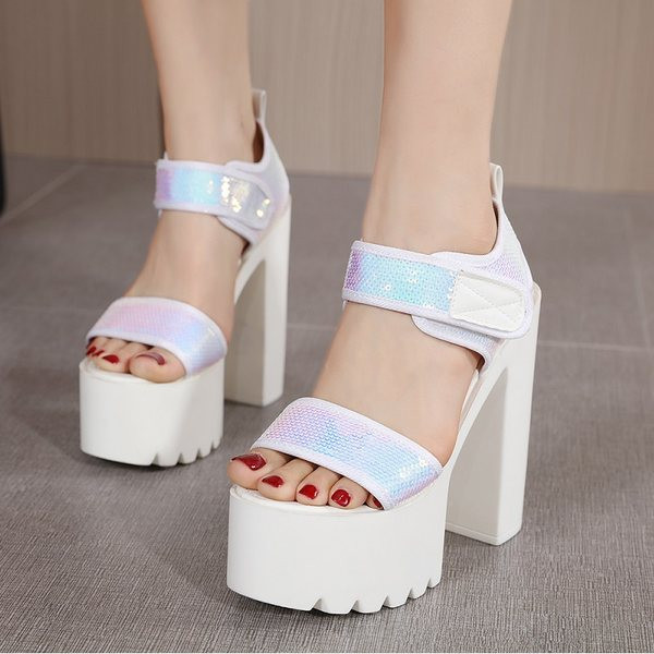 Naiste sandaalid kõrge kareda talla ja kontsaga 10 cm, 12 cm või 14 cm