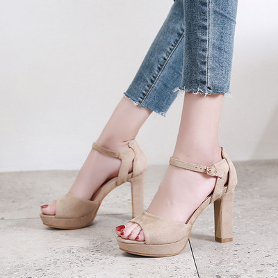 Női öko velúr szandál 10 cm vastag sarokkal