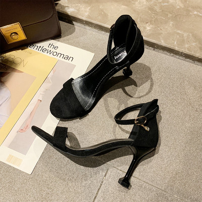 Naiste öko seemisnahast sandaalid 8 cm kontsaga