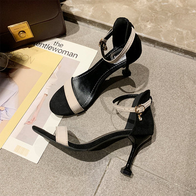 Naiste öko seemisnahast sandaalid 8 cm kontsaga