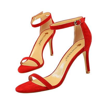 Öko-seemisnahast naiste sandaalid õhukese 8 cm kontsaga