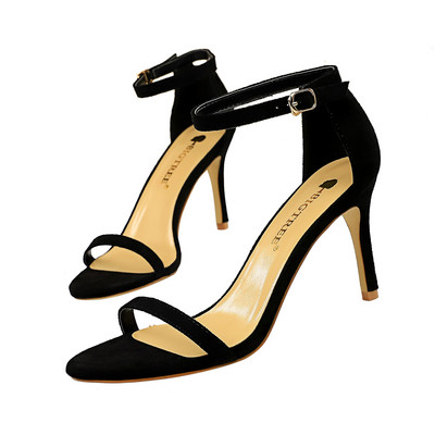 Öko-seemisnahast naiste sandaalid õhukese 8 cm kontsaga