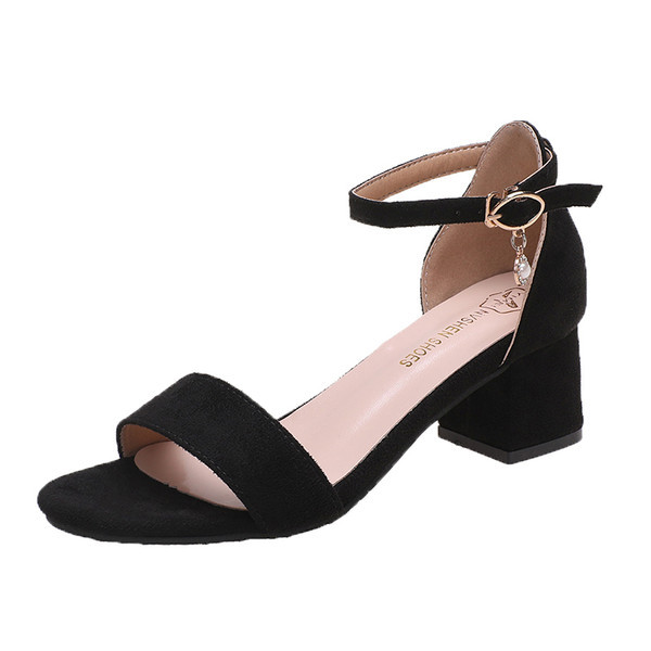 Öko-seemisnahast naiste sandaalid 4 cm paksuse kontsaga