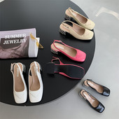 Naiste madala paksu kontsaga lakknahast sandaalid