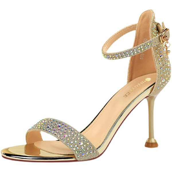 Naiste kividega sandaalid 8,5 cm õhukese kontsaga