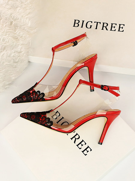 Moodsad naiste sandaalid kontsa ja pitsiga