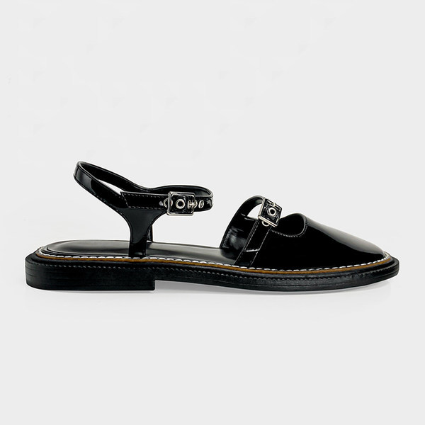 Kahes värvitoonis pandlaga naiste lakknahast sandaalid