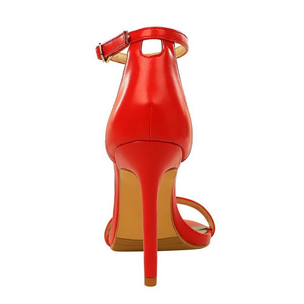 Női bőr szandál és 10 cm vékony sarok