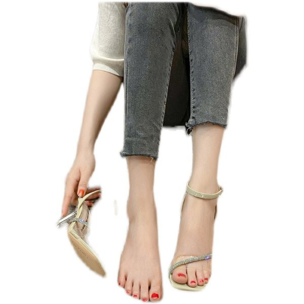 Új modell női szandál kövekkel - zöld és bézs