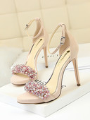 Elegantsed pärlitega naiste sandaalid 11 cm kõrge kontsaga