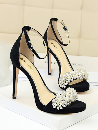 Elegantsed pärlitega naiste sandaalid 11 cm kõrge kontsaga