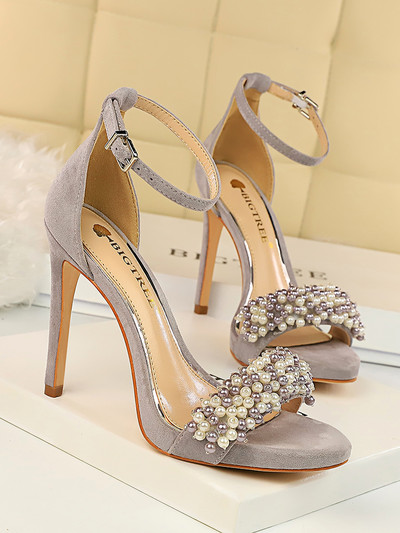 Elegantsed pärlitega naiste sandaalid 11 cm kõrge kontsaga