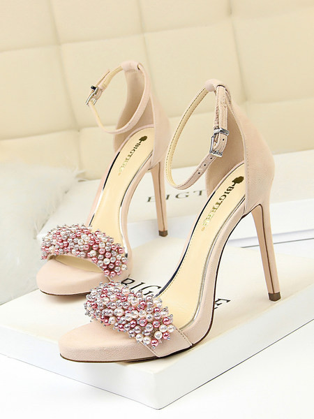 Elegantsed pärlitega naiste sandaalid 11 cm kõrge kontsaga