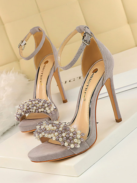 Elegantsed pärlitega naiste sandaalid 11 cm kõrge kontsaga