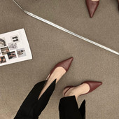 Naiste sandaalide terava tipuga mudel lameda tallaga