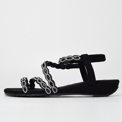 Mugavad musta värvi kividega naiste sandaalid