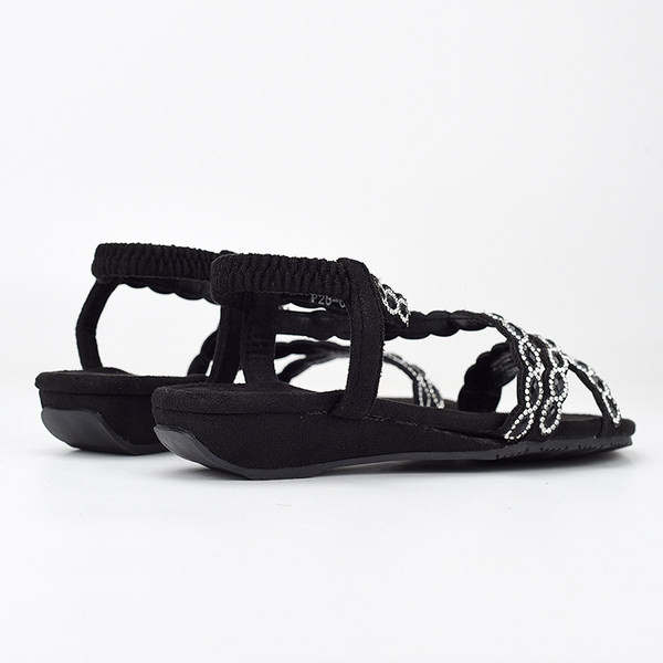 Mugavad musta värvi kividega naiste sandaalid