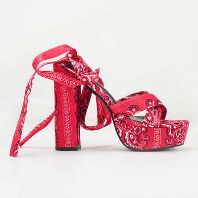 Naiste sandaalid paeltega ja 12 cm paksuse kontsaga