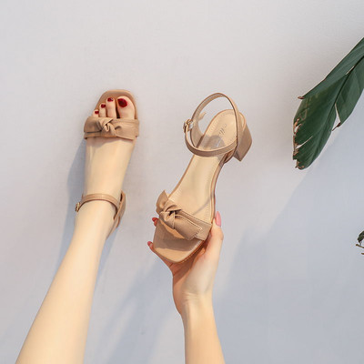 Uus mudel paksu kontsaga ökonahast naiste sandaalid